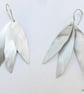 Textured Silver Leaf Drop Earrings - Image 1