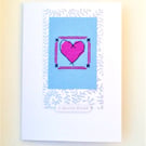 Heart cross stitch card with 'a special friend' wording