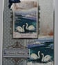 Christmas Card Season's Greetings Majestic Swans 3D Luxury Handmade Card - Image 1