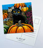 Black Cat, Mouse and Pumpkins Postcard - Image 3