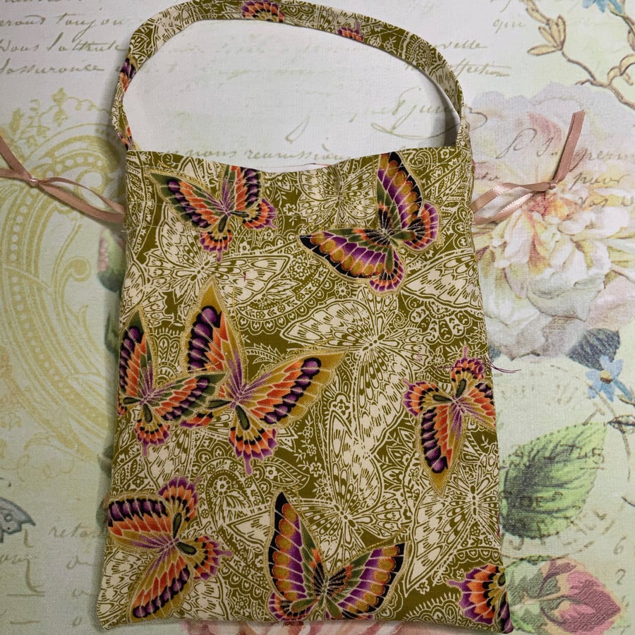 Gold and Butterflies Fabric Gift Bag PB7