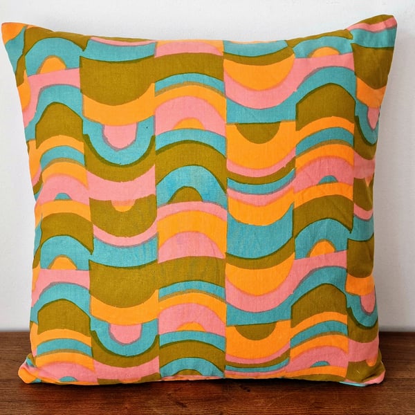 Handmade cushion cover vintage 1960s "Vanessa" Hilary Rosenthal Bernard Wardle 