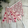 Handmade Fabric Bunting 8 Flags in Pink & White Hearts and Patterned Design