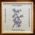 'A fine and subtle spirit dwells' Bluebell Hand Embroidery Art 