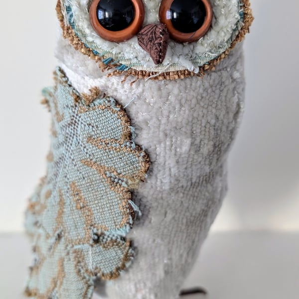 Owl inspired soft sculpture ornament 