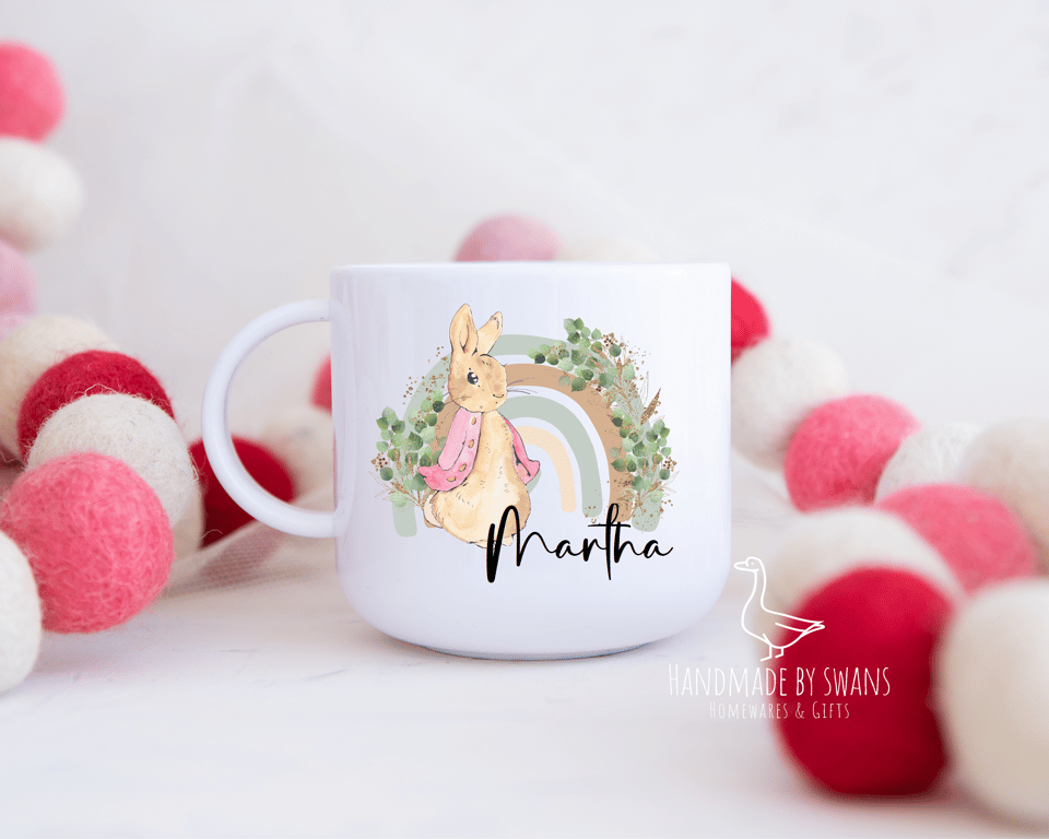 Childs Bunny mug, Polymer unbreakable cup, Easter rabbit mug, happy easter gift