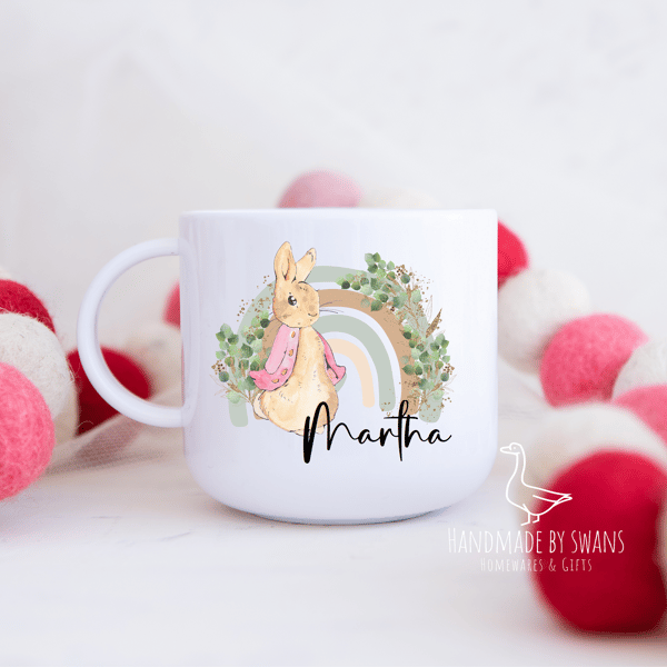 Childs Bunny mug, Polymer unbreakable cup, Easter rabbit mug, happy easter gift