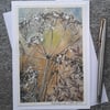 Seedheads. Handpainted Blank Card. With Gold Paint Keepsake