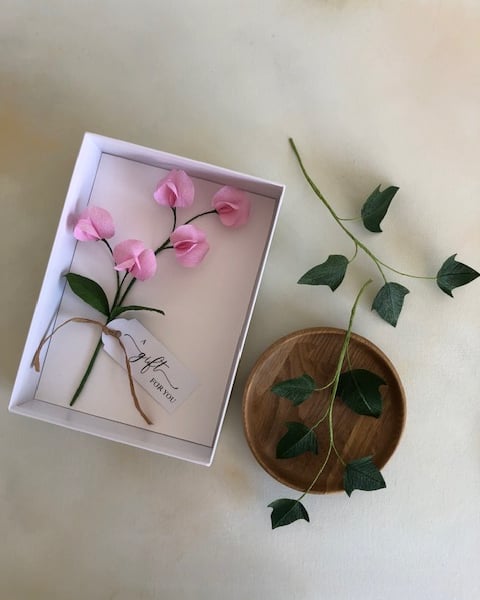 Paper flower gift box - sweet pea