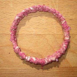 Textile bangle 'Dianthus' small to medium - recycled sari silk