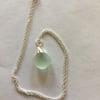 Sterling silver necklace with sea green coloured sea glass pendant