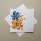 hand painted floral blank greetings card ( ref F 907 D2 )