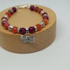 Butterfly Charm Bracelet - Cranberry and Orange