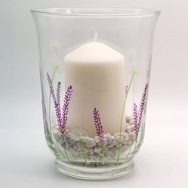 Hand-painted Lavender Glass Vase Candle Holder