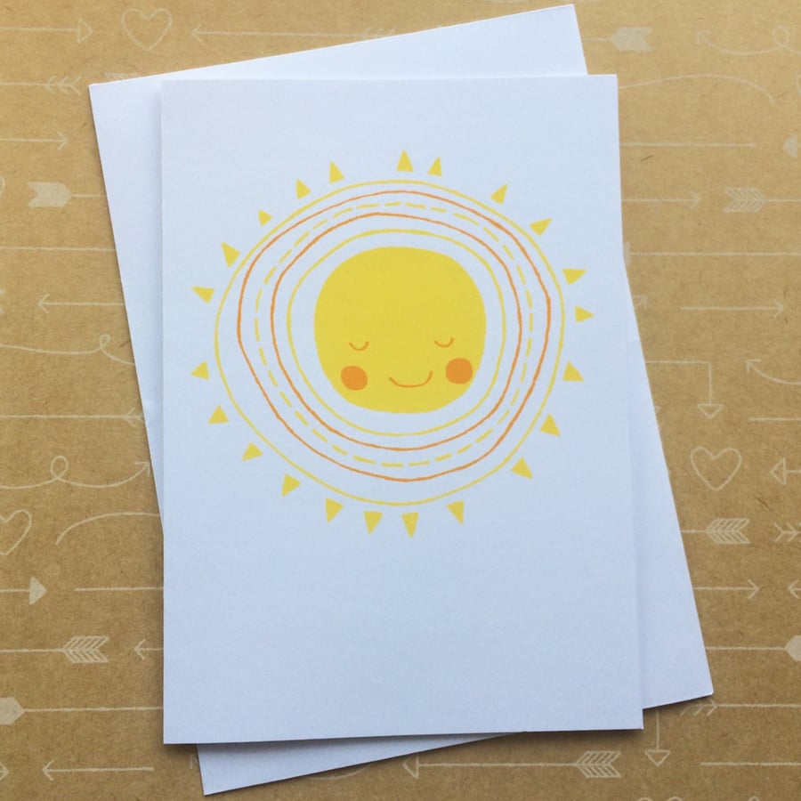 Hello Sunshine - Hand Screen-printed Card