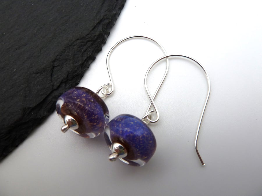 sterling silver earrings, lampwork glass jewellery