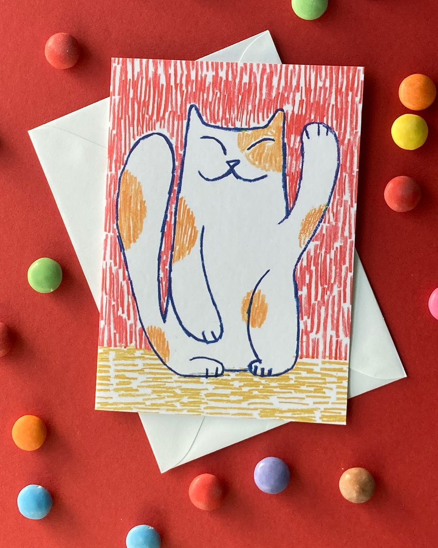 Maneki Neko Lucky Cat Card