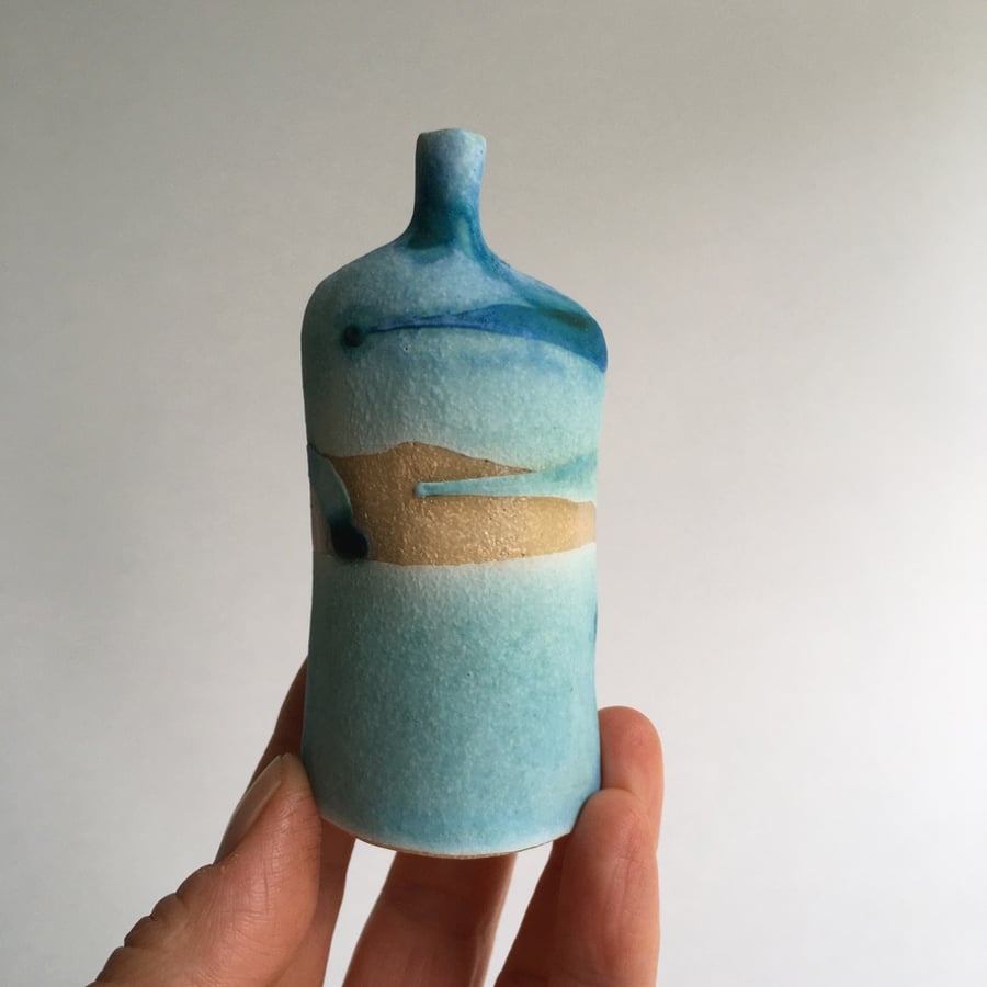 Seascape Bottle in Stoneware Ceramic