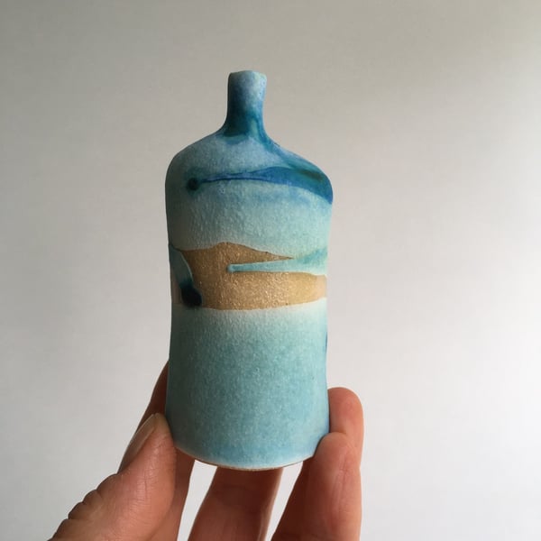 Seascape Bottle in Stoneware Ceramic