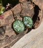 Hypoallergenic Real Pressed Flower Resin Earrings, Titanium Ear Hooks, Green - Image 5
