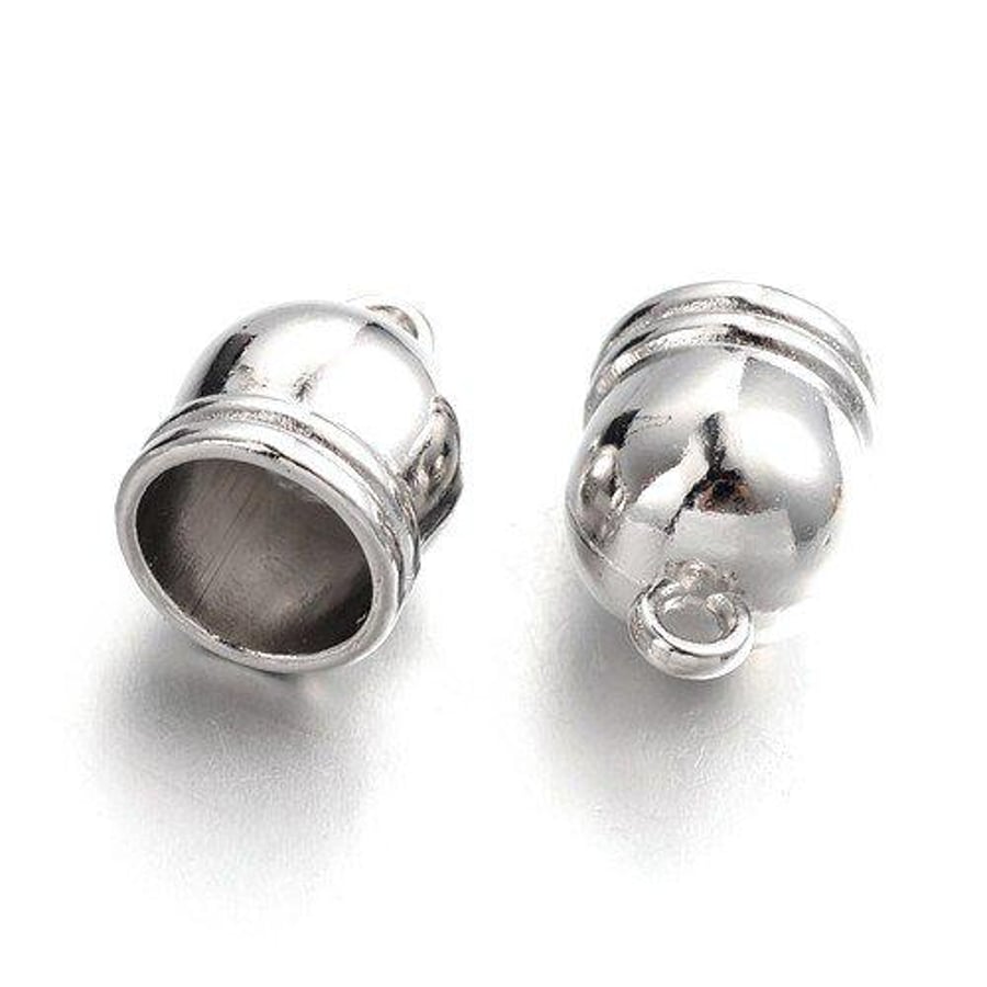 Metal Alloy End Caps - Antique Silver, 9mm x 14mm - Pack of 20x - Durable Findin