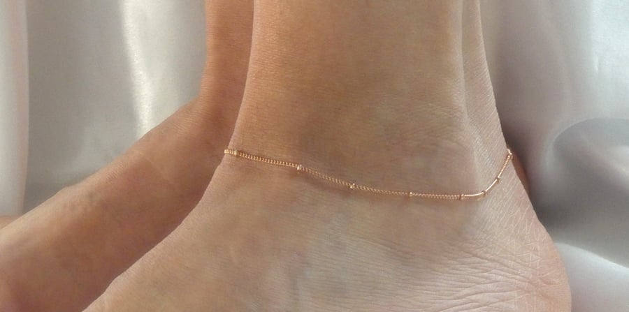 Rose gold satellite ankle bracelet