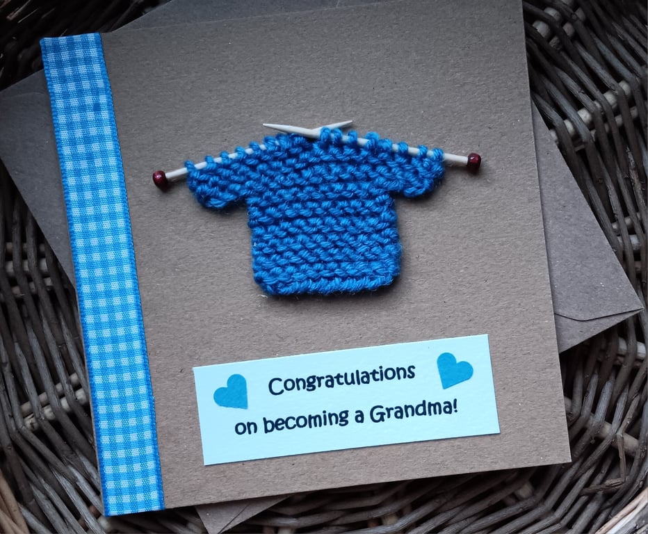 New Grandma Card with Little Knitted Jumper 5"x 5" 