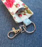 Key ring lip balm holder blue floral fabric keyring  - Image 4