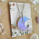 Angel Aura Pink Amethyst Moon Crystal Necklace,Sterling Silver, Moon lover gift 