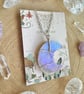 Angel Aura Pink Amethyst Moon Crystal Necklace,Sterling Silver, Moon lover gift 