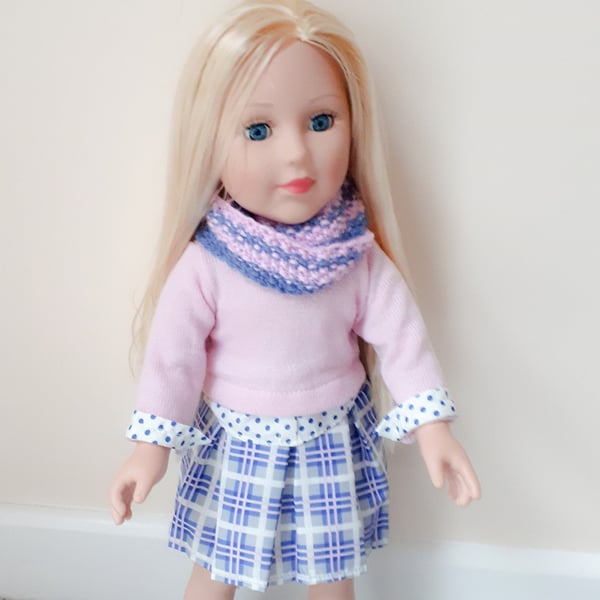 KNITTING PATTERN PDF Moss Stripe Cowl for Doll