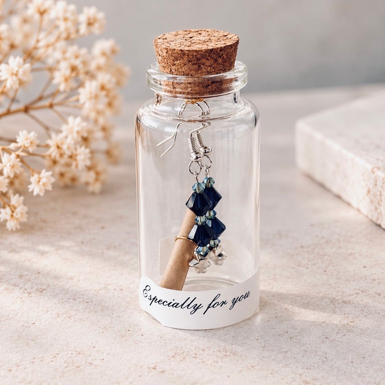 Dark Indigo Swarovski Crystal Star Earrings in A Bottle