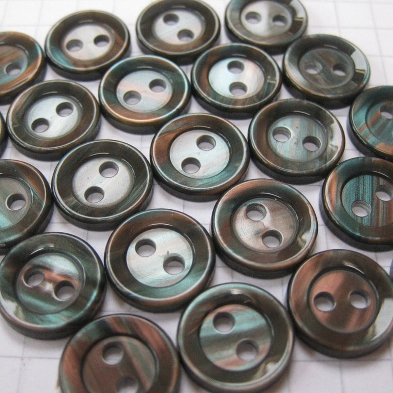 25 Small Dark Purple Teal Shirt Buttons