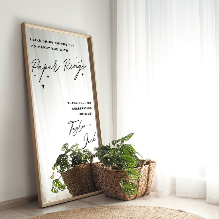 Paper Rings - Wedding Sticker: Personalised Decal Wedding Sign Or Mirror