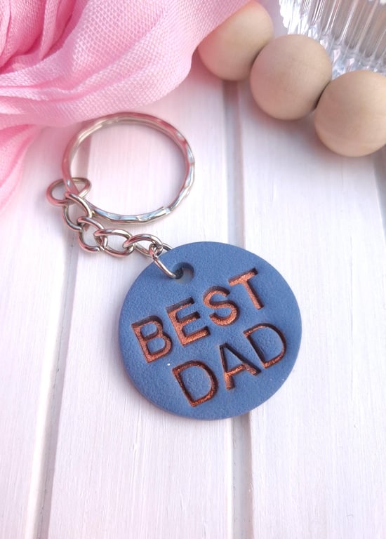 Handmade Blue Dad Keyring Father's Day Gift Accessory