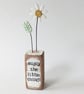 Clay Daisy Flower in a Printed Wood Block 'Enjoy the Little Things' - Image 2