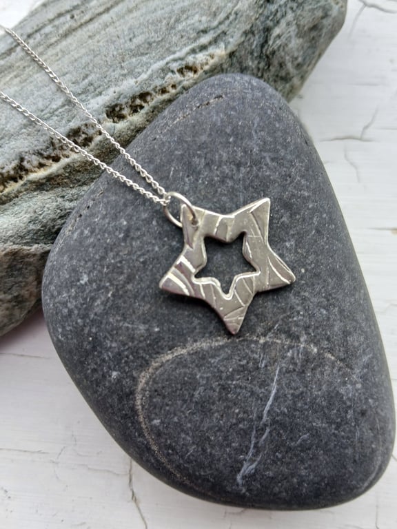 Silver star pendant made from silver clay