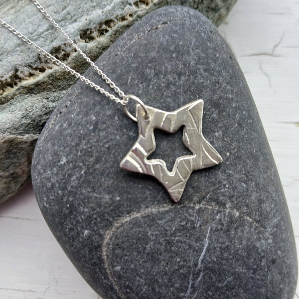 Silver star pendant made from silver clay