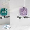 birthday card with fused glass butterfly hanger