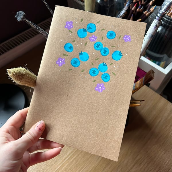Sketchbook, Notebook A5 Hand Painted Blueberries 