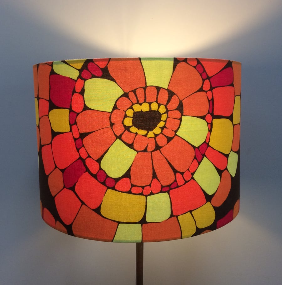 60s 70s Bright Orange Brown Druid Sanderson  vintage fabric Lampshade option 