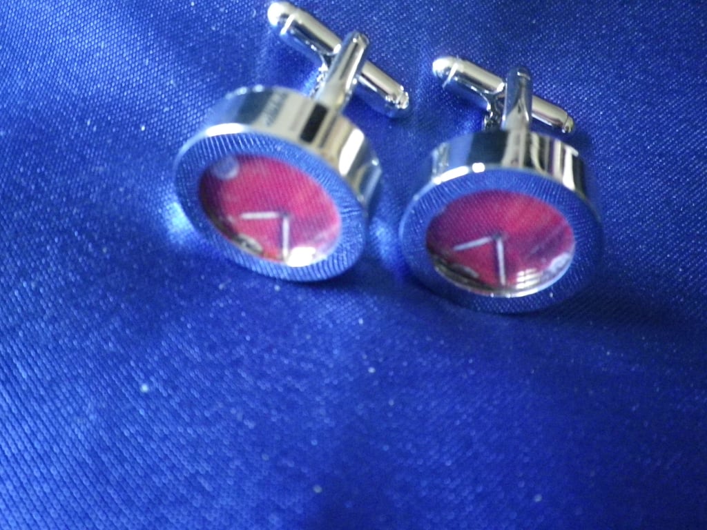 Retro digital watch face white on red cufflinks, gift wrapped,free shipping 1900