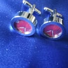 Retro digital watch face white on red cufflinks, gift wrapped,free shipping 1900