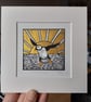 Puffin away - original, hand painted, mounted linocut print