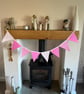 Handmade Fabric Bunting 8 Flags in Bright Pink & White Floral Patterns - Image 8