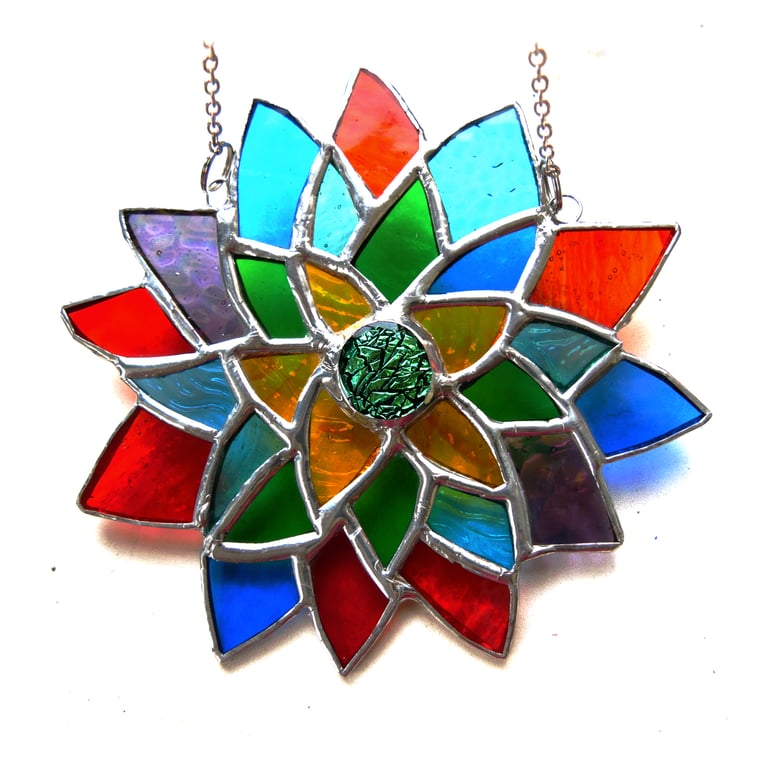  Succulent Abstract Fllower Stained Glass Suncatcher Handmade