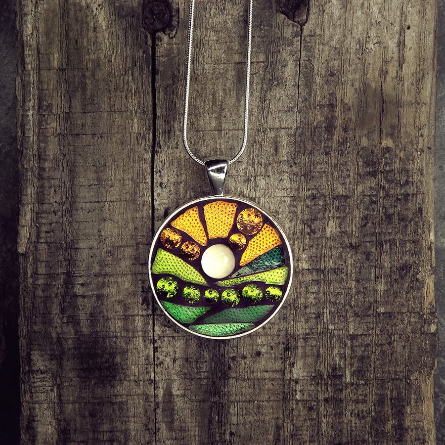 'Dartmoor Moon' Stained Glass Mosaic Pendant