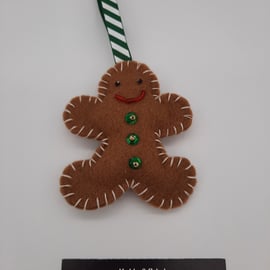 Gingerbread man felt Christmas decoration 