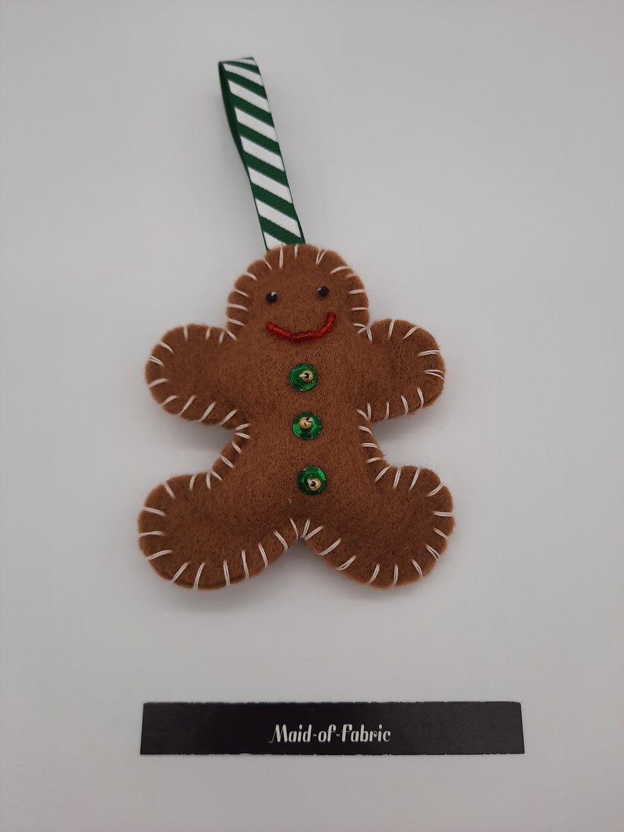 Gingerbread man felt Christmas decoration 