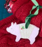 Redcurrant, Pig in Blanket - hand-painted hanging decoration (one)